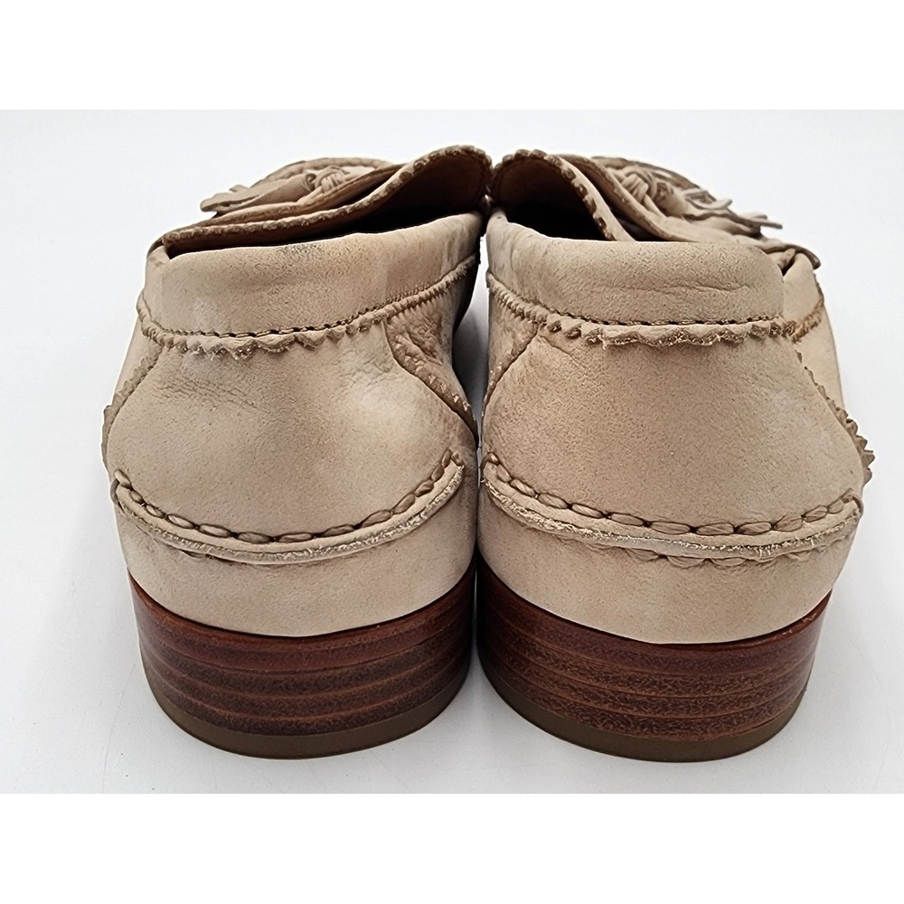 Coach Haydee Tassel Loafers Womens 9 B Beige Leather Whipstitch Slip On VGC - Picture 4 of 14